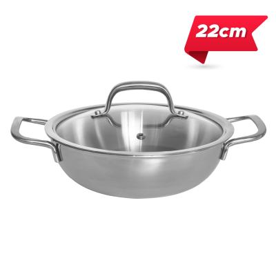 Chảo 2 quai Uni-Clad inox 3 lớp nắp kính chống dính 22cm KIMS COOK