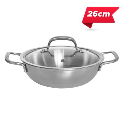 Chảo 2 quai Uni-Clad inox 3 lớp nắp kính chống dính 26cm KIMS COOK